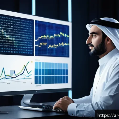 Home 33 변리사와 데이터 기반의 특허 전략 - A professional Middle Eastern patent attorney in a modern office setting, analyzing large digital sc...