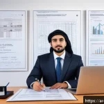 Home 19 변리사 실무와 특허 침해 사례 분석 - A professional Middle Eastern patent attorney in a modern office, surrounded by patent documents, te...